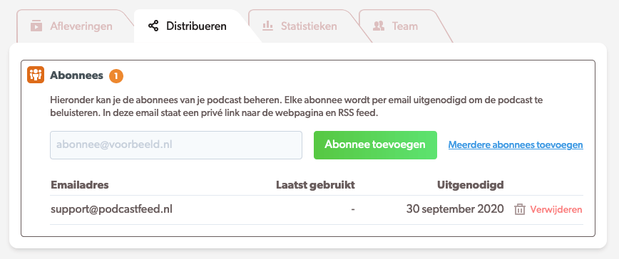 Abonnees beheren bij een privé podcasts Abonnees beheren bij een privé podcasts